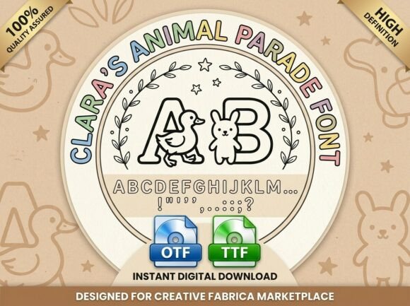 Clara's Animal Parade: A Playful Display Font for Small Business Branding