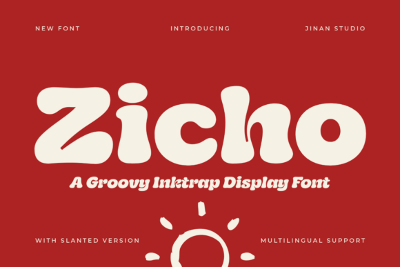 Zicho: A Bold Groovy Inktrap Display Font for Retro Branding